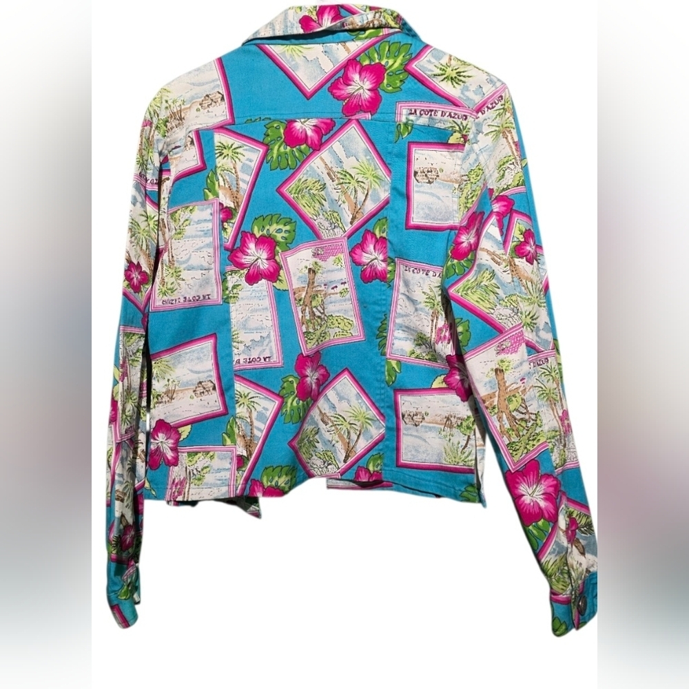 New Identity Large Tropical Print Women's Jacket EUC PTP 20 Length 21 - Picture 2 of 3